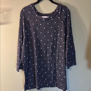 Women's Navy & white Polka Dot Top